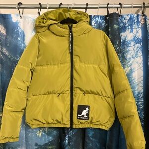 H & M + Kangol Vibrant Olive Green Puffer Jacket